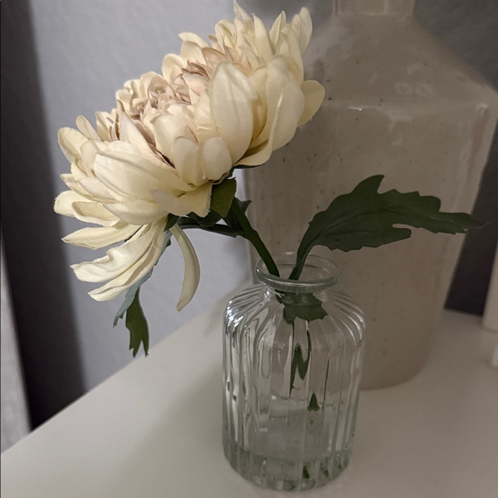 Elegant Cream Flower in Glass Vase